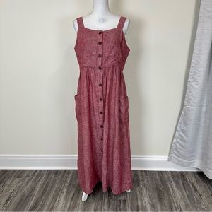 Rachel Zoe Red Linen MIDI Dress Size 12